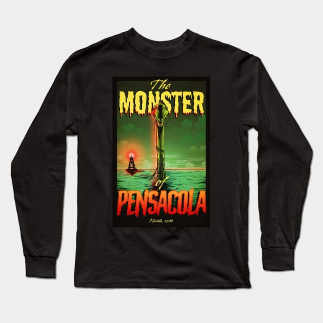 The Pensacola Sea Monster Long Sleeve T-Shirt by simonturnerart